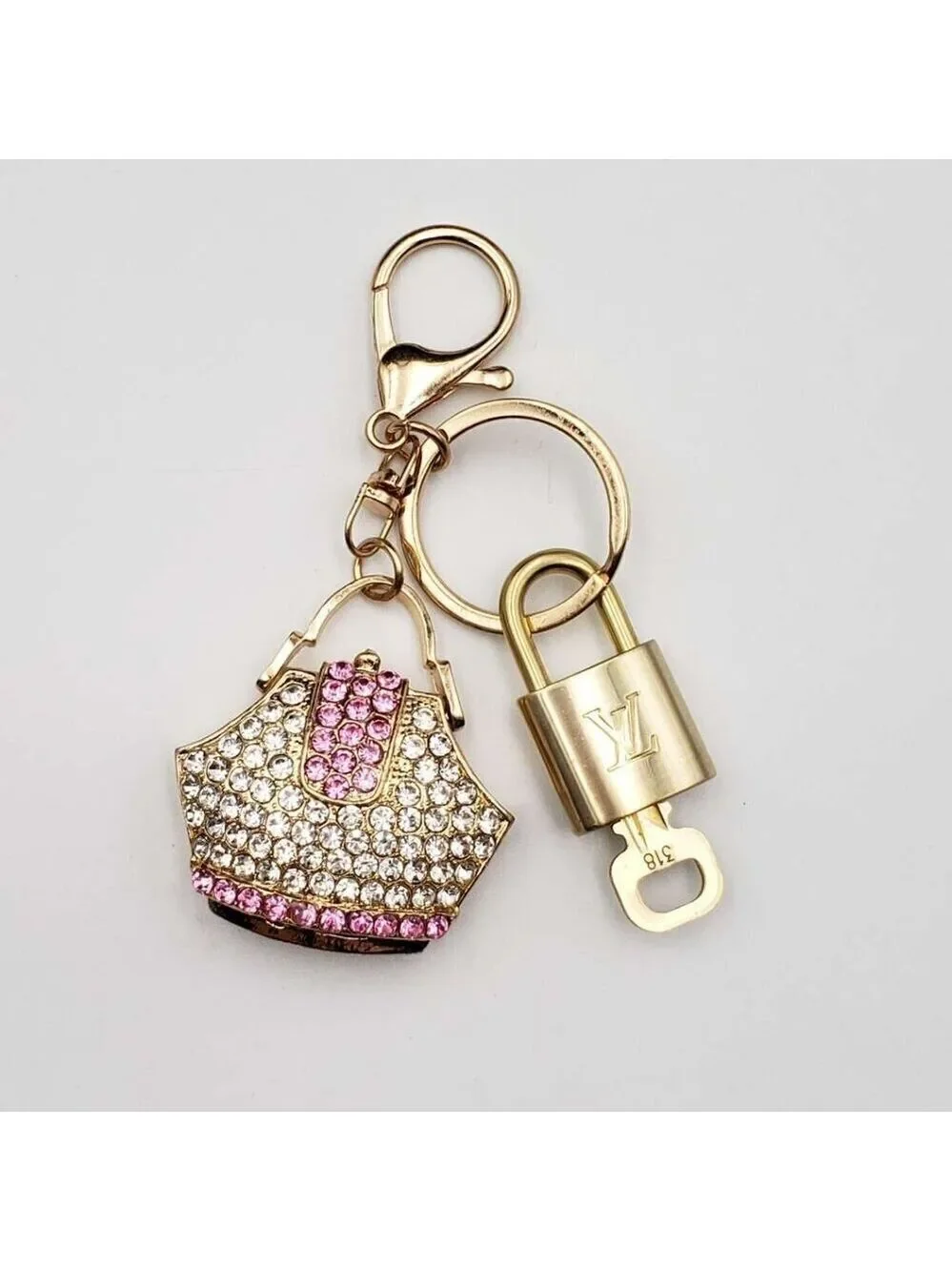 Authentic Louis Vuitton Padlock & Key Gold ✨Unbranded Bag Charm Keychain